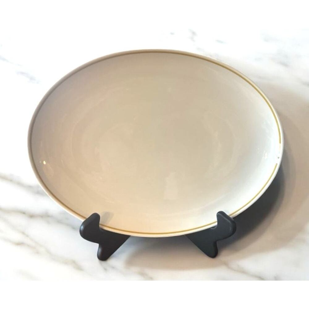 Vintage Franciscan Whitestone Ware "Antigua" Large Oval White Platter Gold Trim
